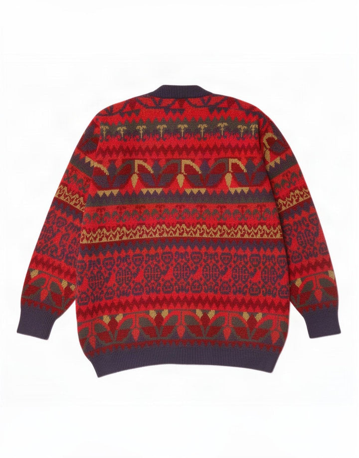 Męski sweter rozpinany Cagi IT 46 Small Red Fair Isle Wool