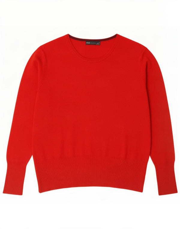 Marks & Spencer Damski sweter z dekoltem w łódkę UK 22 3XL Czerwona Wiskoza