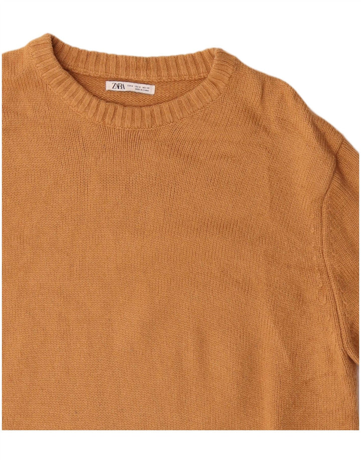 Męski sweter z okrągłym dekoltem Zara, średni żółty