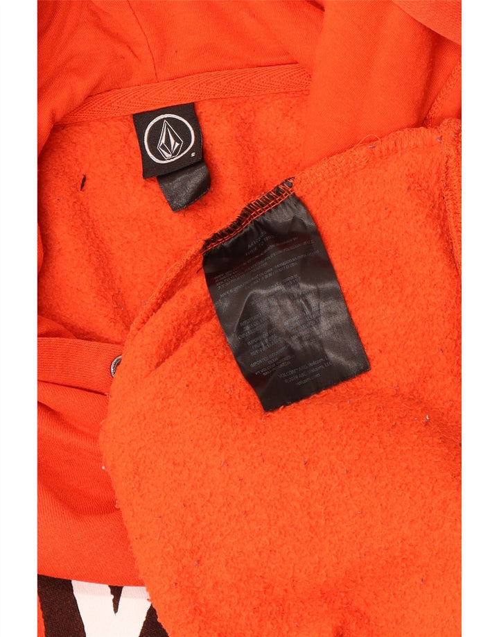 Męski sweter z kapturem i grafiką VOLCOM, mały, pomarańczowy, bawełniany