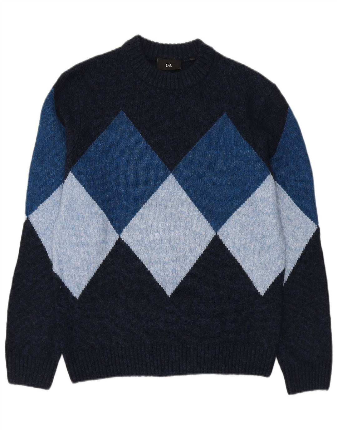 Męski sweter C & A z okrągłym dekoltem, mały granatowy Argyle/Diament