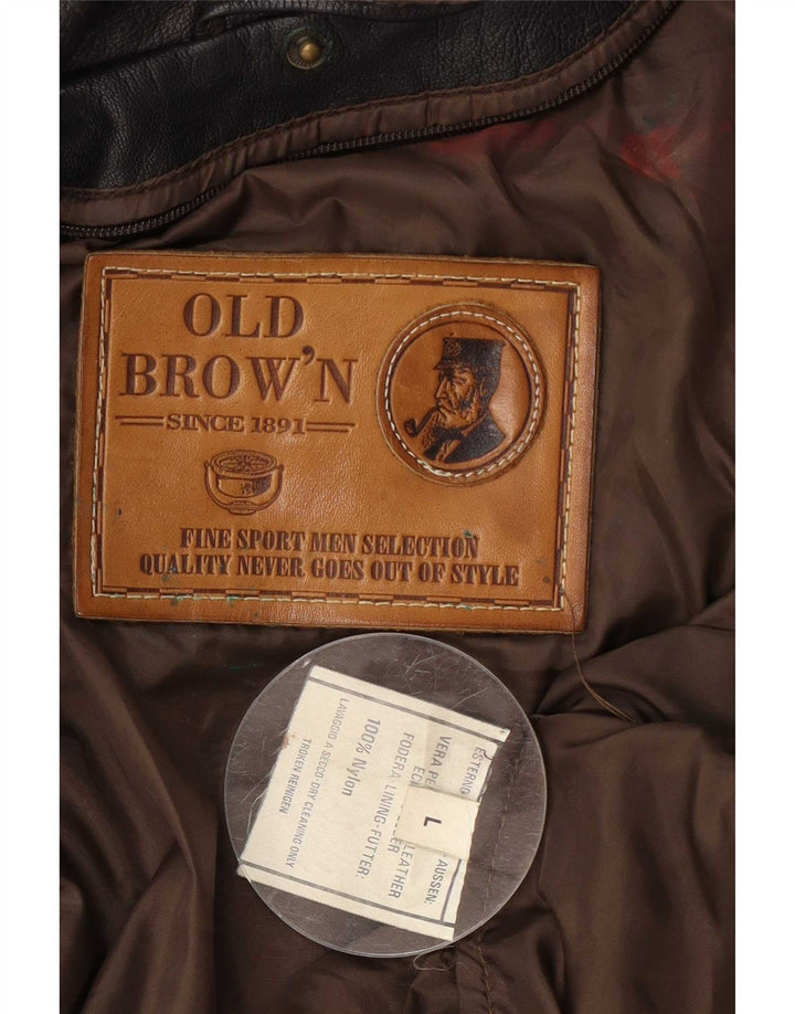 Męska skórzana kurtka lotnicza vintage UK 40 duża brązowa