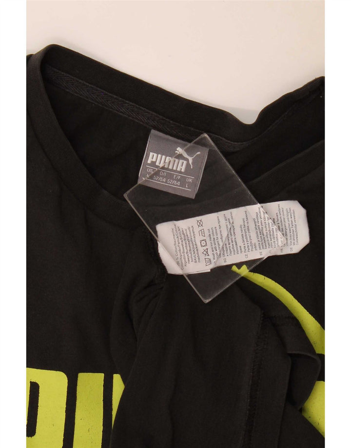 Męski T-shirt z grafiką Puma, duży, czarny, bawełniany