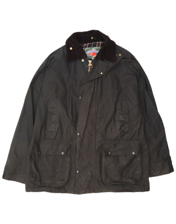 Męska kurtka z woskowanej bawełny Miller & Simons UK 42 XL, czarna