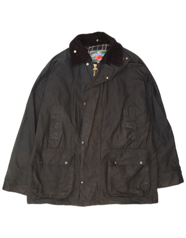 Męska kurtka z woskowanej bawełny Miller & Simons UK 42 XL, czarna