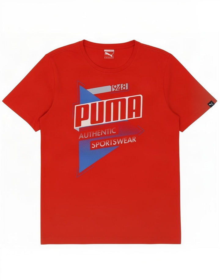 Męska koszulka z grafiką Puma, bawełniana, średnia czerwona