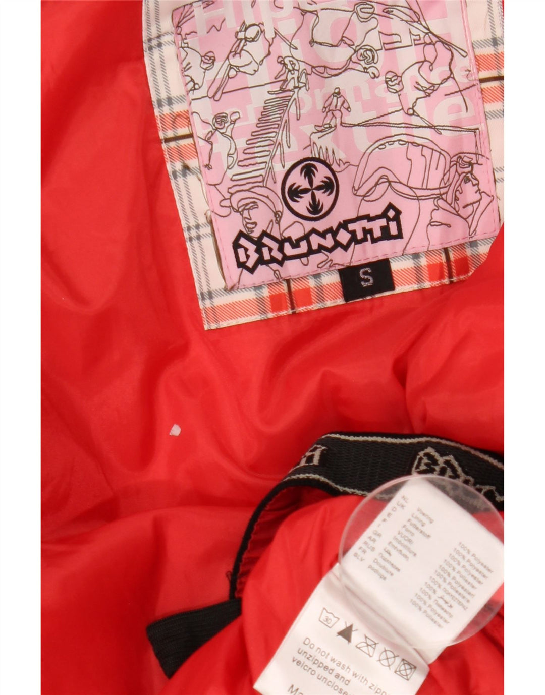 Damska kurtka wiatrówka BRUNOTTI oversize z grafiką UK 10 w małą czerwoną kratkę