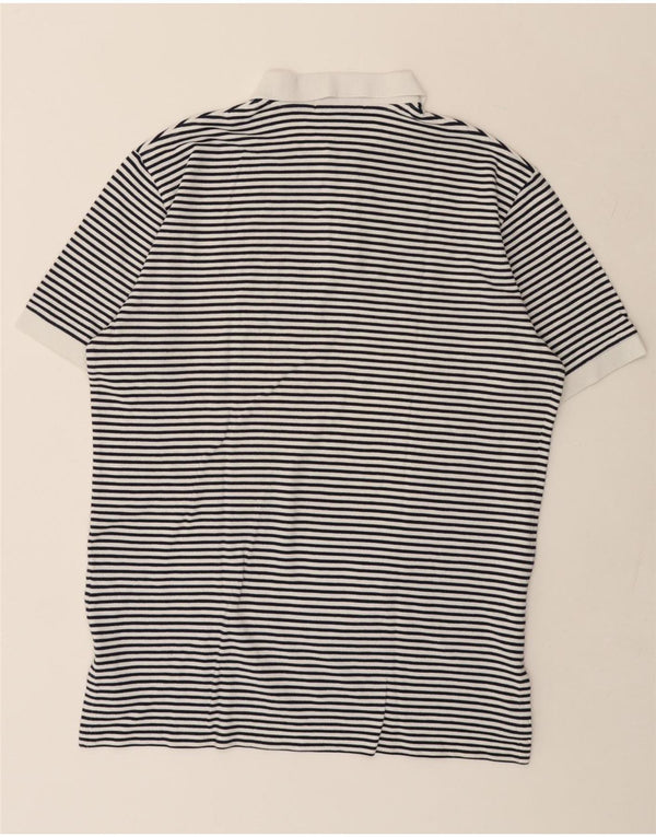 POLO RALPH LAUREN Męska koszulka polo, duża, biała, bawełniana w prążki