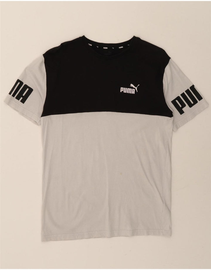 PUMA Mens Graphic T-Shirt Top Small White Colourblock Cotton Vintage Puma and Second-Hand Puma from Messina Hembry 