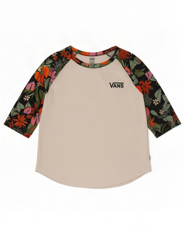 Damski top Vans z rękawem 3/4, UK 12, średni biały, bawełniany w kwiaty