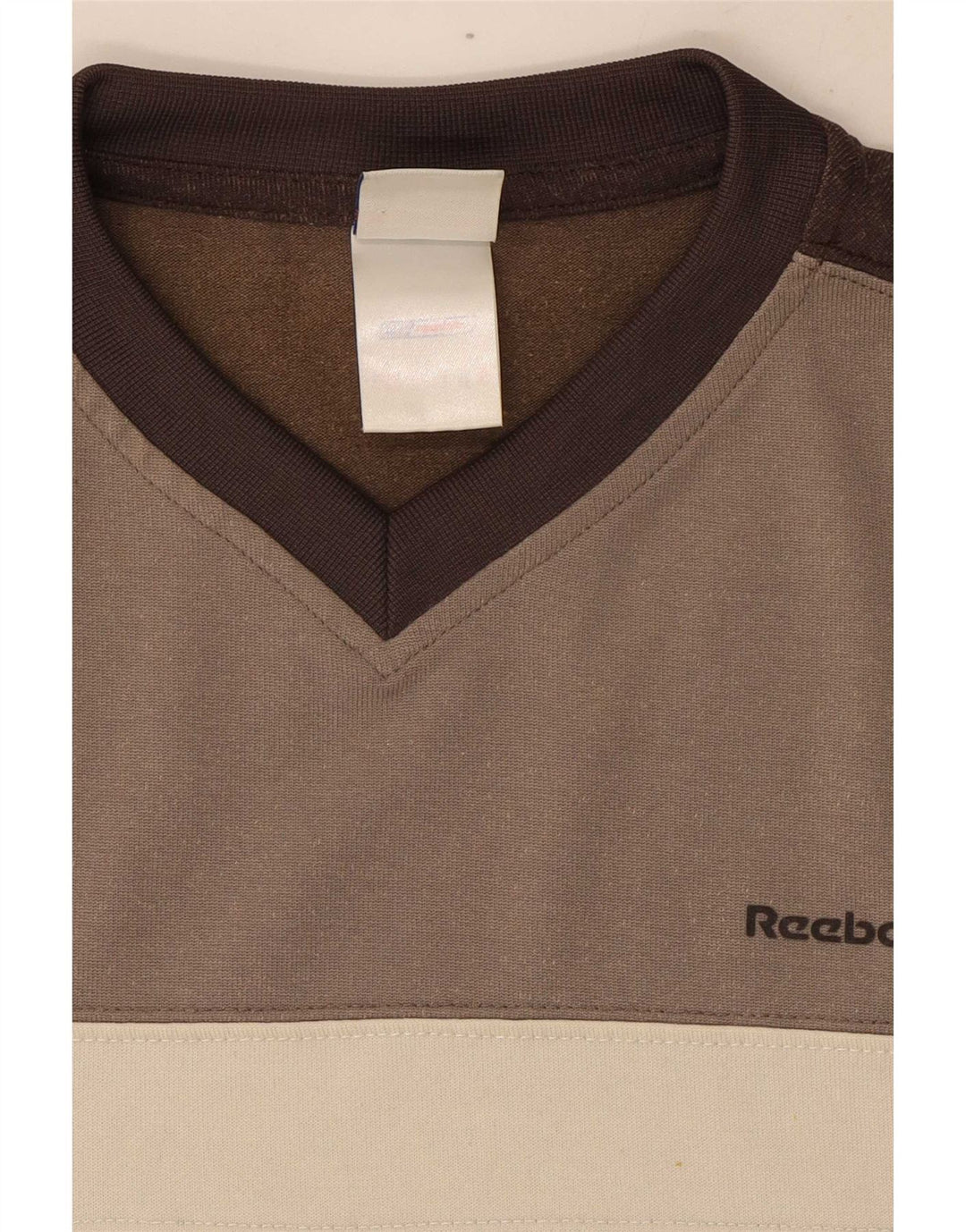 T-shirt męski Reebok, mały, brązowy, z blokami kolorów