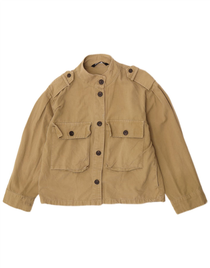 Damska kurtka wojskowa oversize Zara UK 10, mała, bawełniana khaki