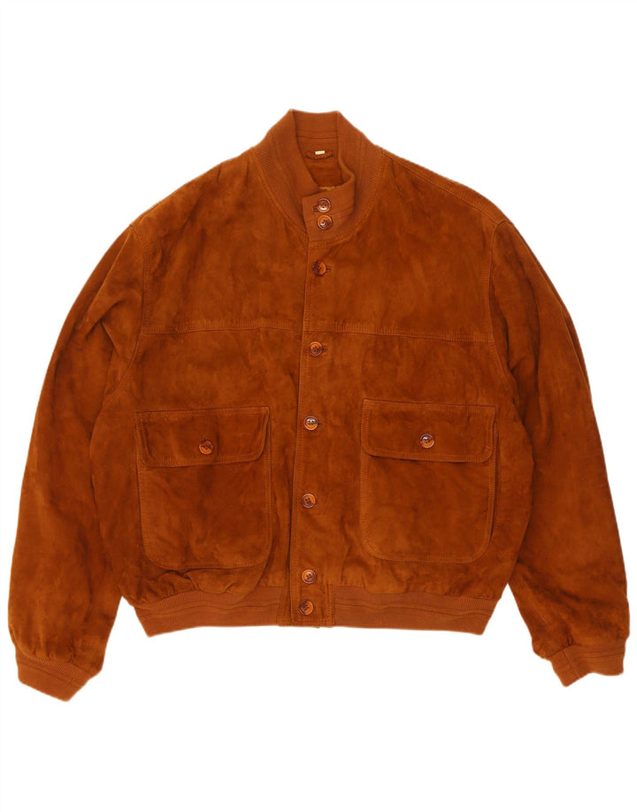 Vintage męska zamszowa kurtka bomber IT 50 duża brązowa skóra