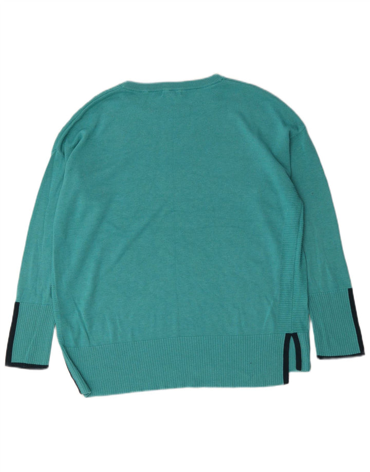 Damski sweter oversize White Stuff z dekoltem w łódkę, UK 16, duży, turkusowy