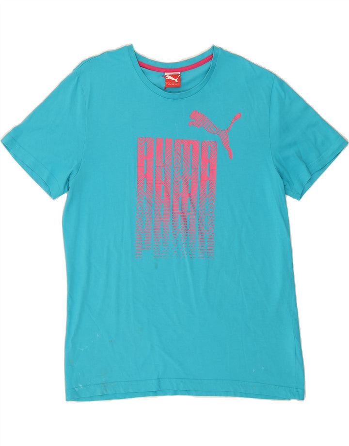 PUMA Mens Graphic T-Shirt Top Large Blue Vintage Puma and Second-Hand Puma from Messina Hembry 