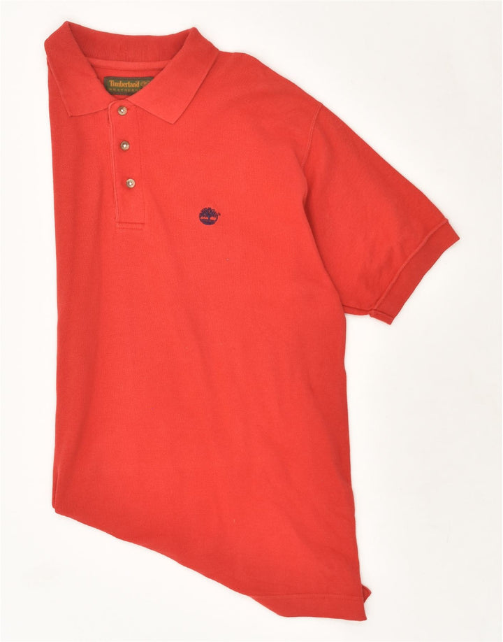 TIMBERLAND Mens Weathergear Polo Shirt Medium Red Cotton Vintage Timberland and Second-Hand Timberland from Messina Hembry 