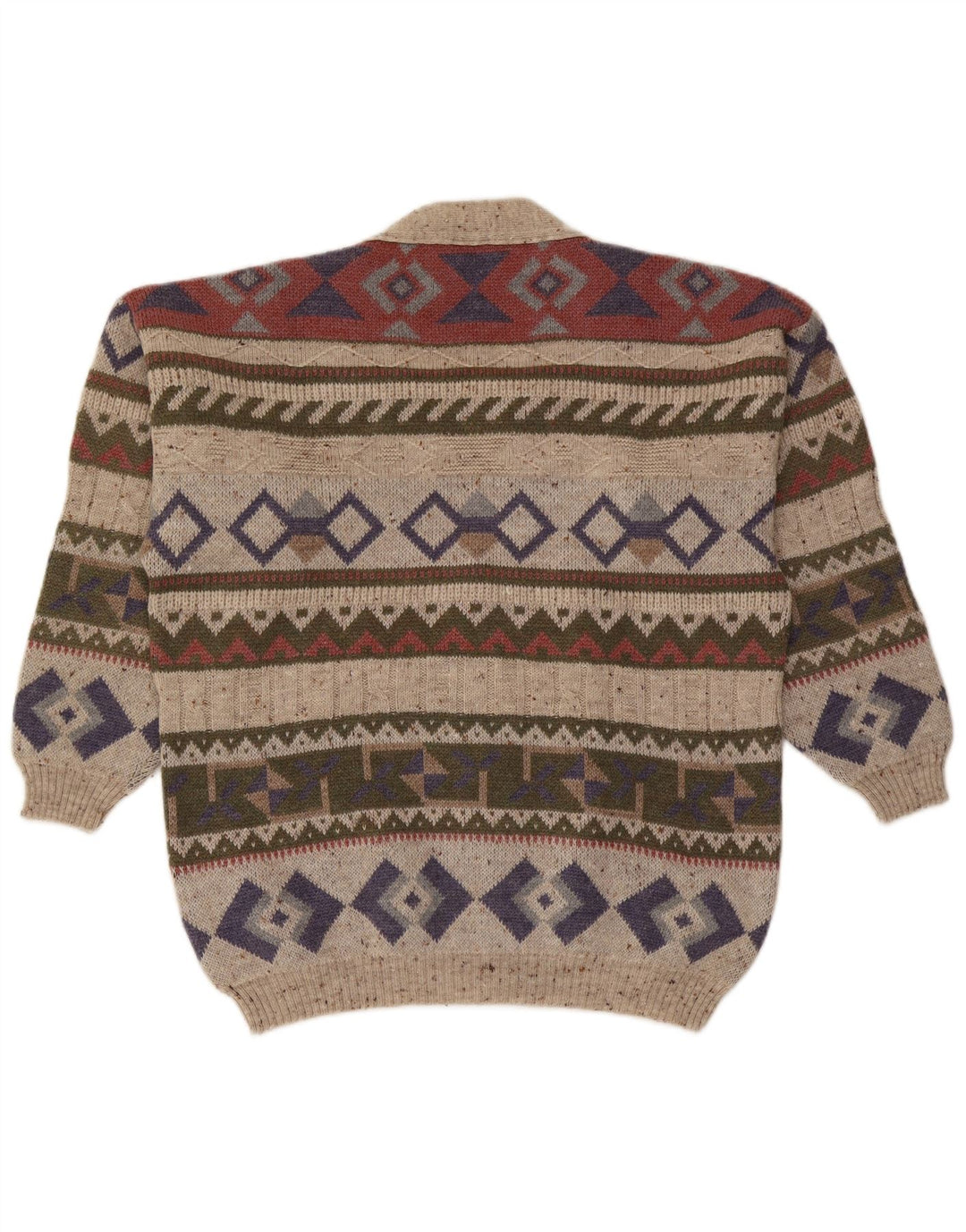 Sweter męski w stylu vintage, duży, wielobarwny, geometryczny, wełniany