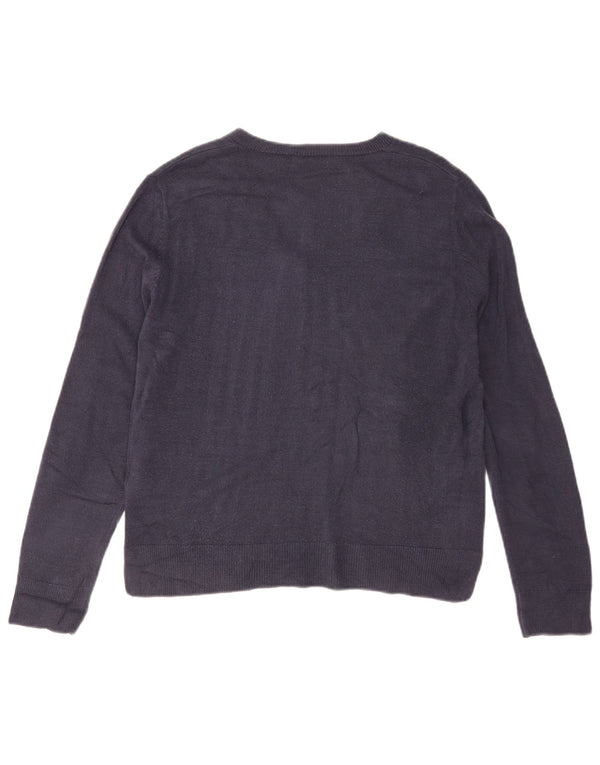 Marks & Spencer Damski sweter z dekoltem w kształcie litery V, UK 12, średni granatowy akryl