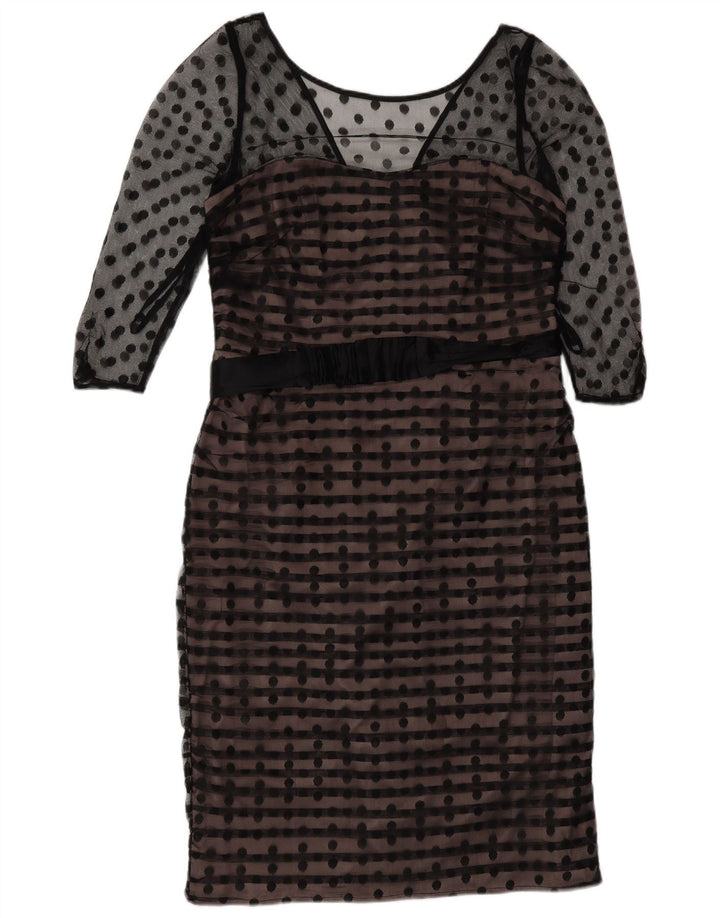 Damska sukienka płaszczowa z rękawem 3/4 Coast, UK 14, średni czarny poliester w kropki