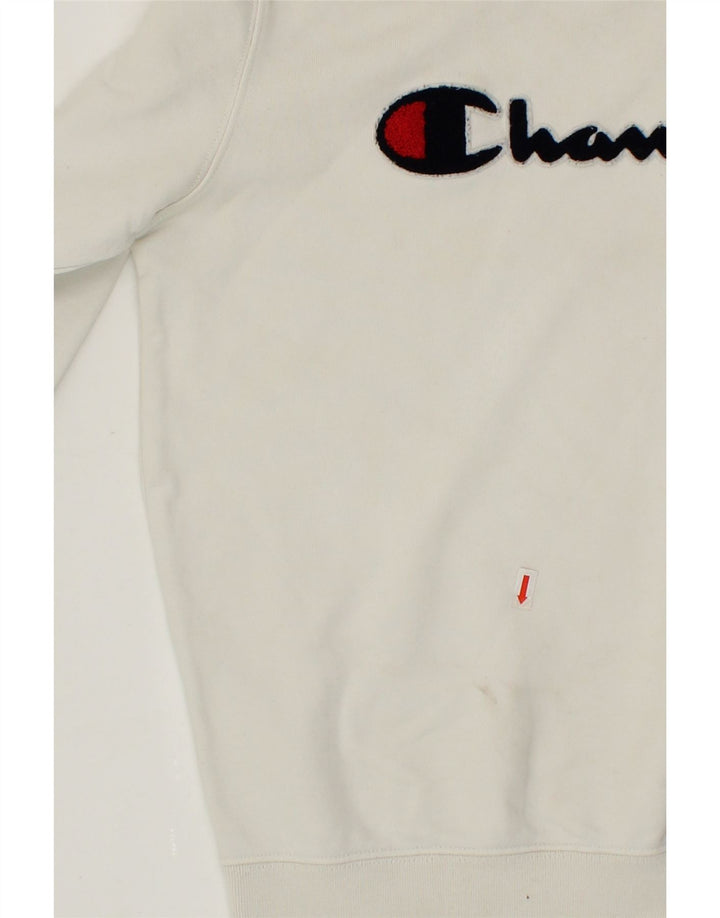 CHAMPION Womens Oversized Graphic Sweatshirt Jumper UK 10 Small White Vintage Champion and Second-Hand Champion from Messina Hembry 