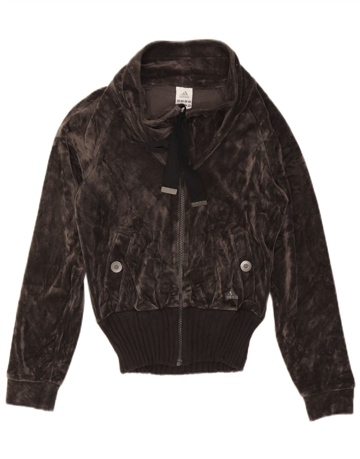 Damska aksamitna kurtka dresowa ADIDAS UK 12, średnia szara bawełna