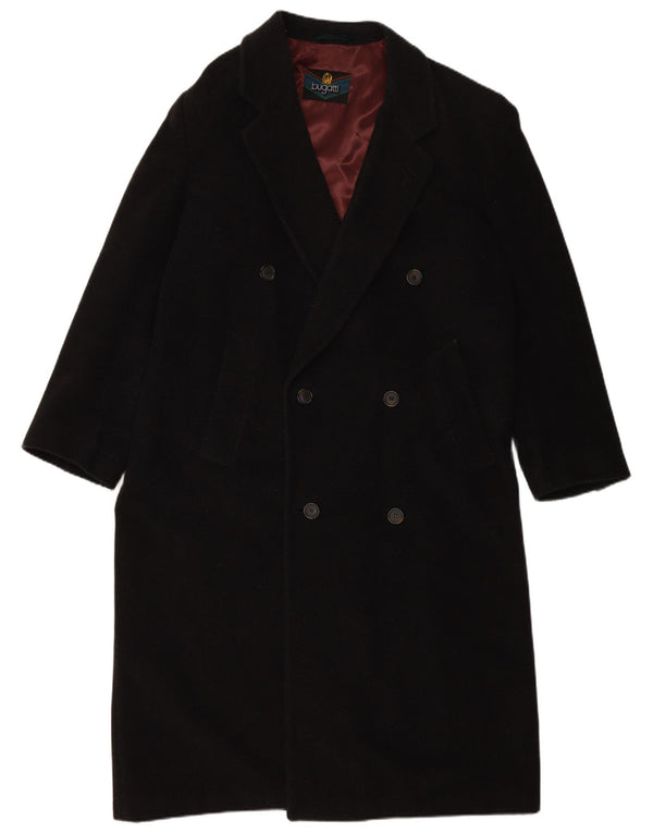 BUGATTI Męski luźny płaszcz dwurzędowy IT 48 Średniej czarnej wełny