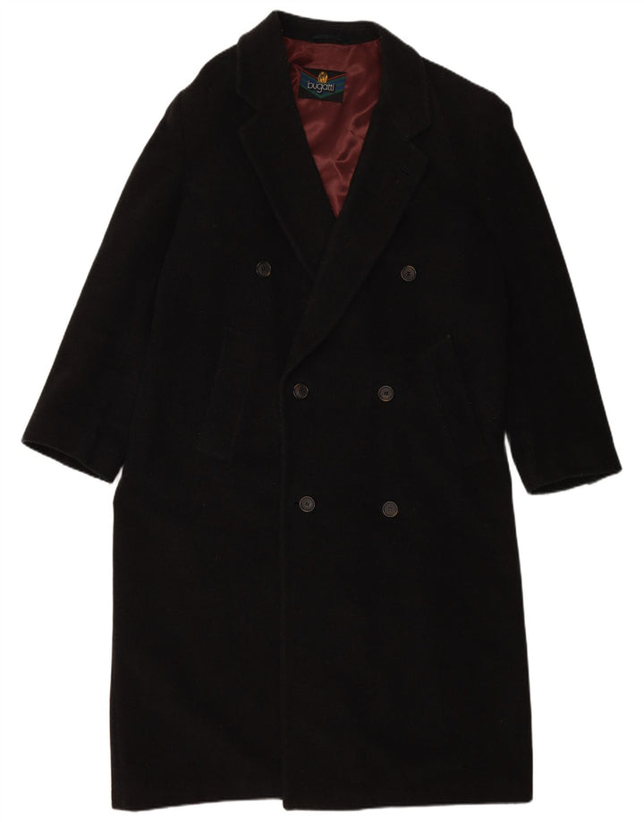 BUGATTI Męski luźny płaszcz dwurzędowy IT 48 Średniej czarnej wełny