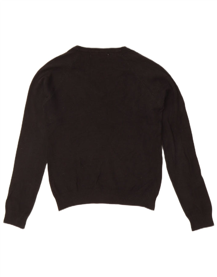 Sweter damski Zara z dekoltem w kształcie litery V, UK 12, średni czarny, bawełniany