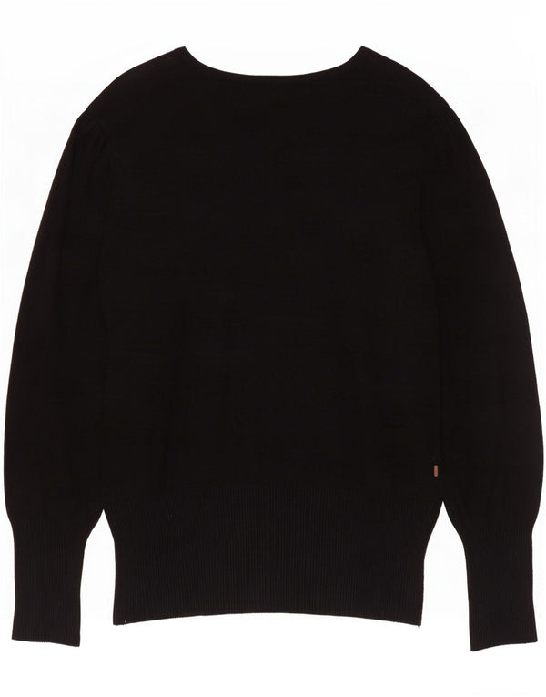 Marks & Spencer Damski sweter z dekoltem w łódkę, UK 18 XL, czarna wiskoza