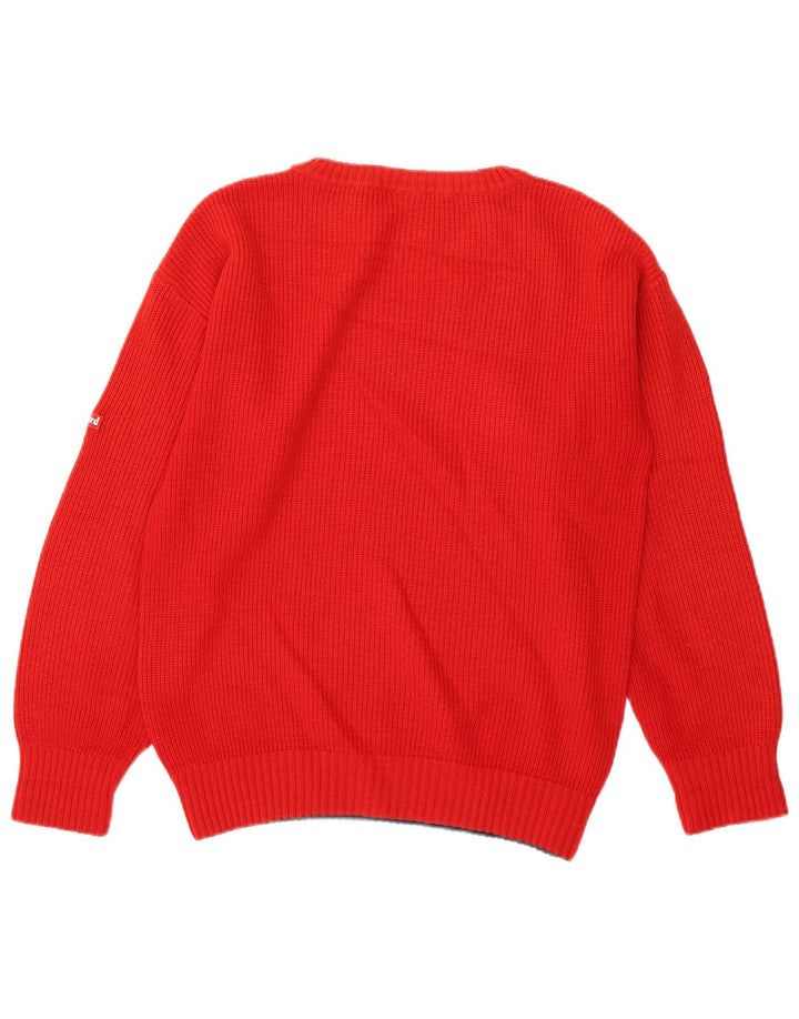 Męski sweter z okrągłym dekoltem Ivy Oxford, średnia czerwona wełna
