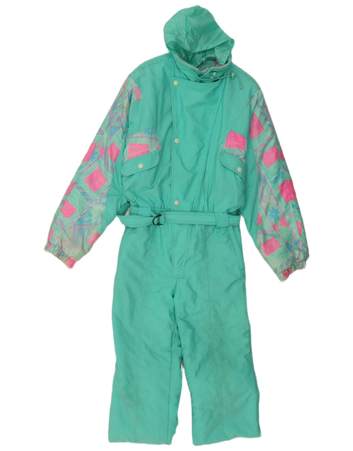 Męski kombinezon narciarski z kapturem C.KEER, duży, turkusowy, geometryczny