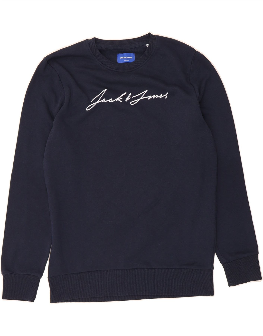 JACK & JONES Mens Graphic Sweatshirt Jumper Large Navy Blue Cotton Vintage Jack & Jones and Second-Hand Jack & Jones from Messina Hembry 