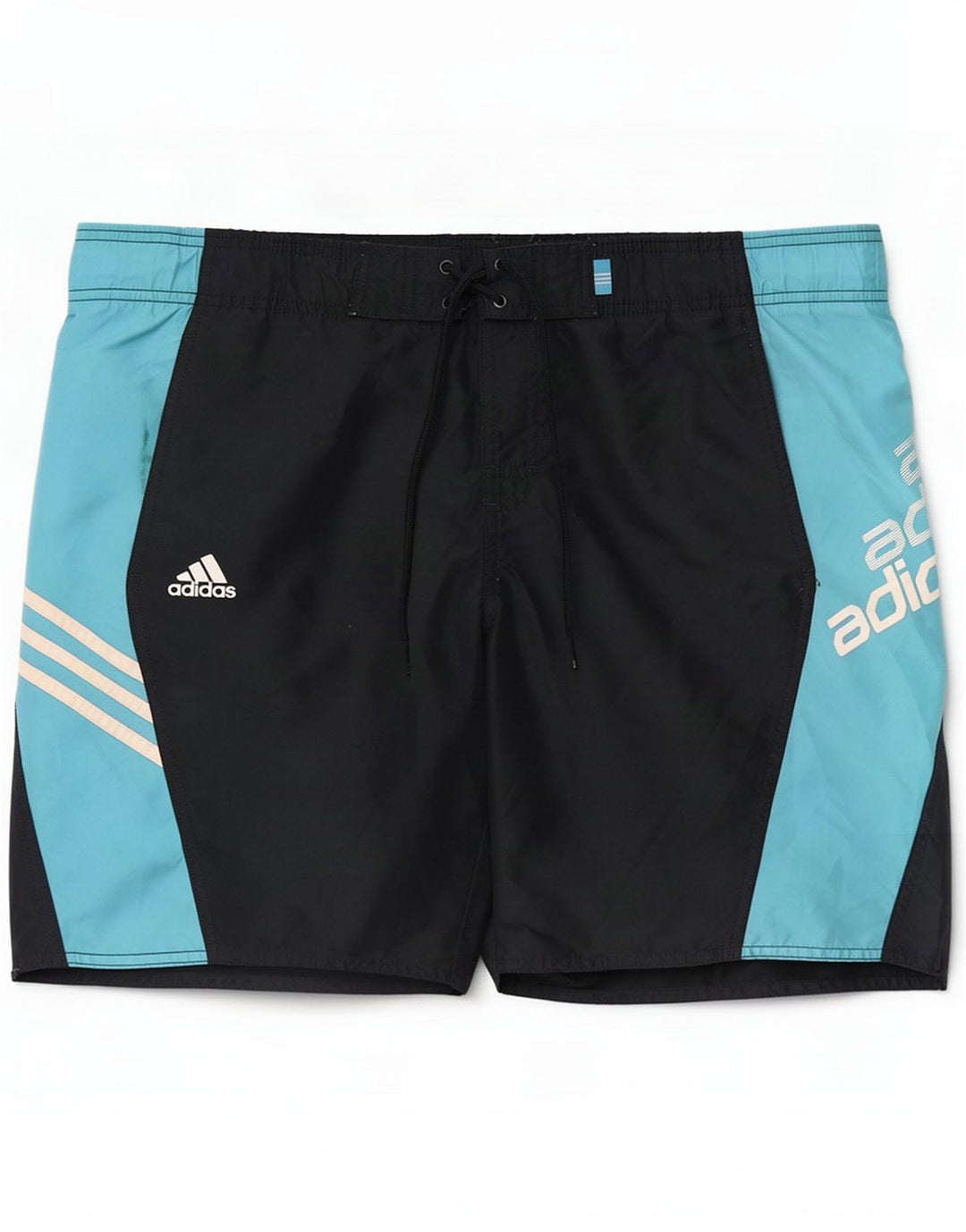 Męskie spodenki kąpielowe Adidas z grafiką, średnie, granatowe, z blokami kolorów, poliester