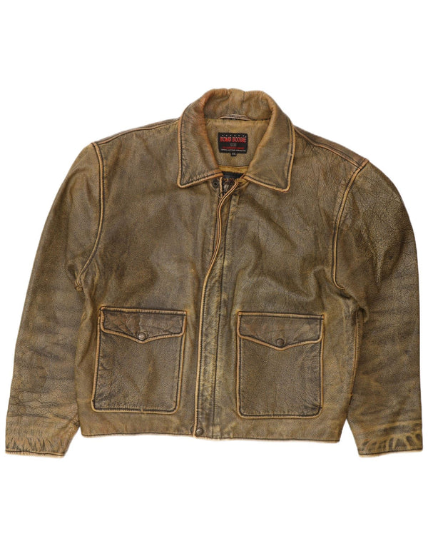 Męska kurtka skórzana BOMB BOOGIE UK 44 2XL Brązowa skórzana motocyklistka