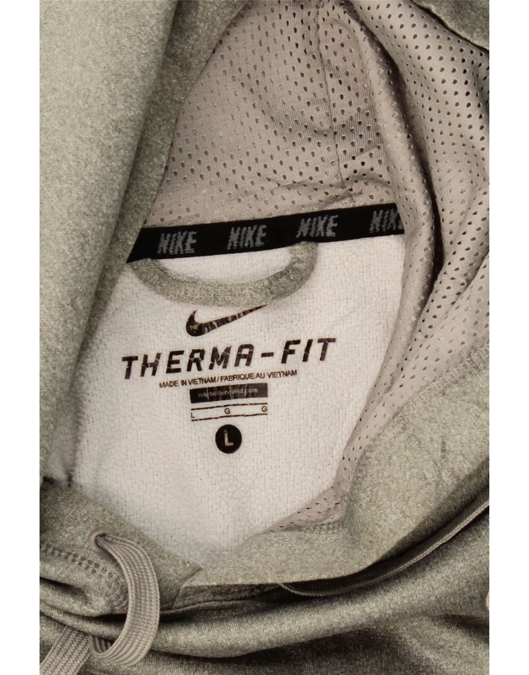 NIKE Mens Therma-Fit Hoodie Jumper Large Grey Polyester Vintage Nike and Second-Hand Nike from Messina Hembry 