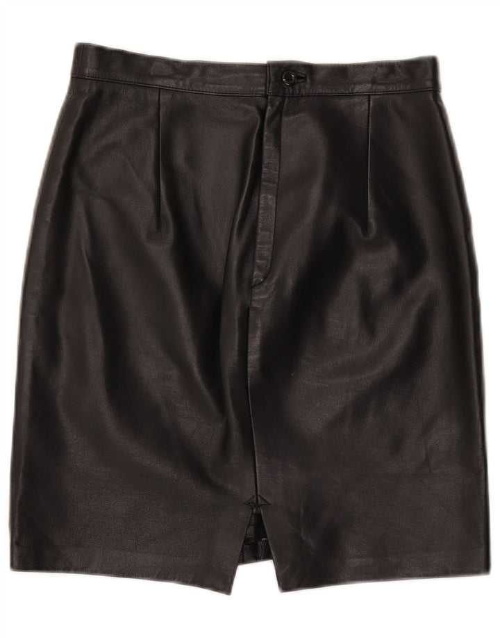 Vintage Womens Mini Leather Skirt W28 Medium Black