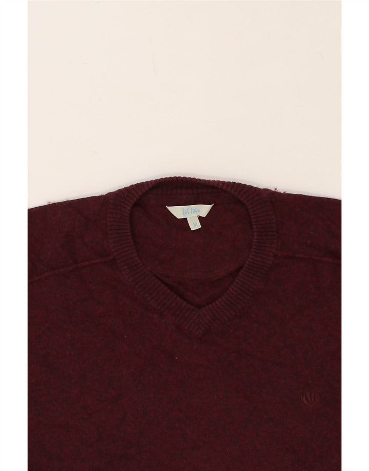 FAT FACE Mens V-Neck Jumper Sweater Medium Burgundy Cotton Vintage Fat Face and Second-Hand Fat Face from Messina Hembry 