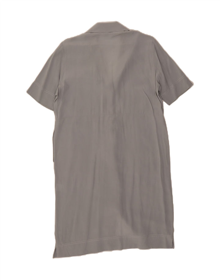 PANCALDI & B Womens Short Sleeves Shirt Dress IT 44 Medium Grey Silk Vintage Pancaldi & B and Second-Hand Pancaldi & B from Messina Hembry 