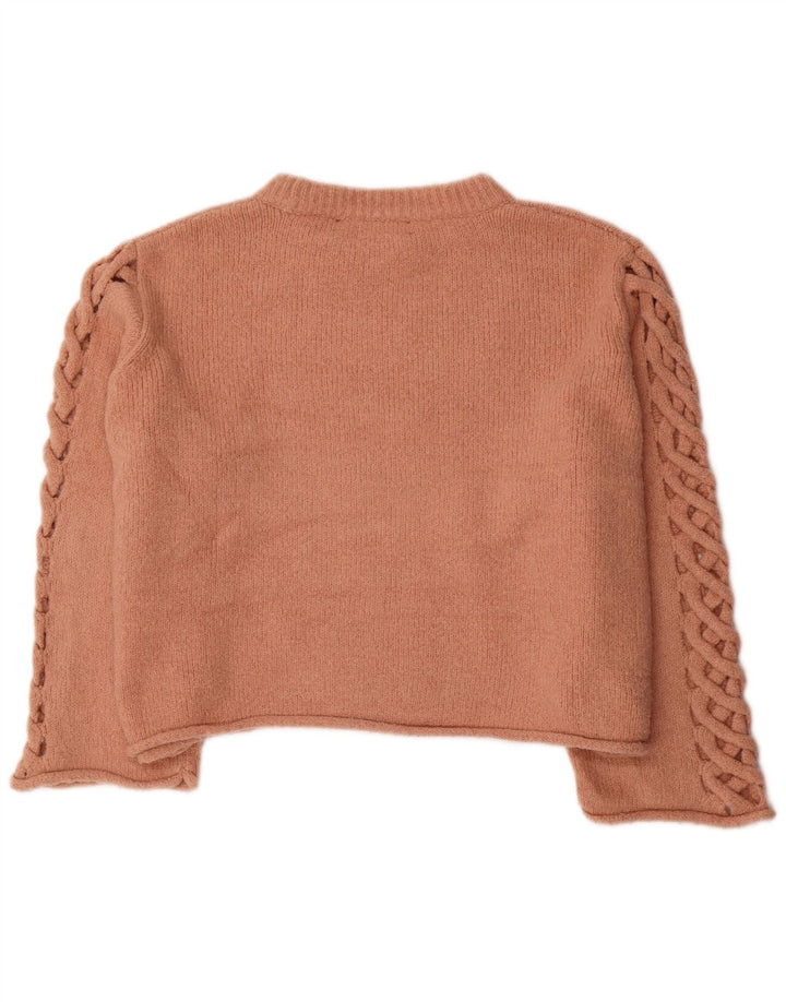 Damski sweter Zara Crop Oversize z okrągłym dekoltem UK 14 Średni brąz