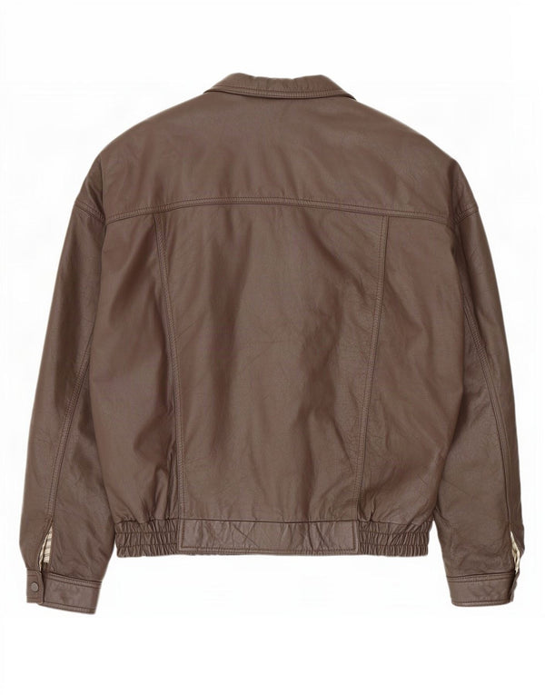 Męska kurtka skórzana typu bomber w stylu vintage IT 58 4XL brązowa