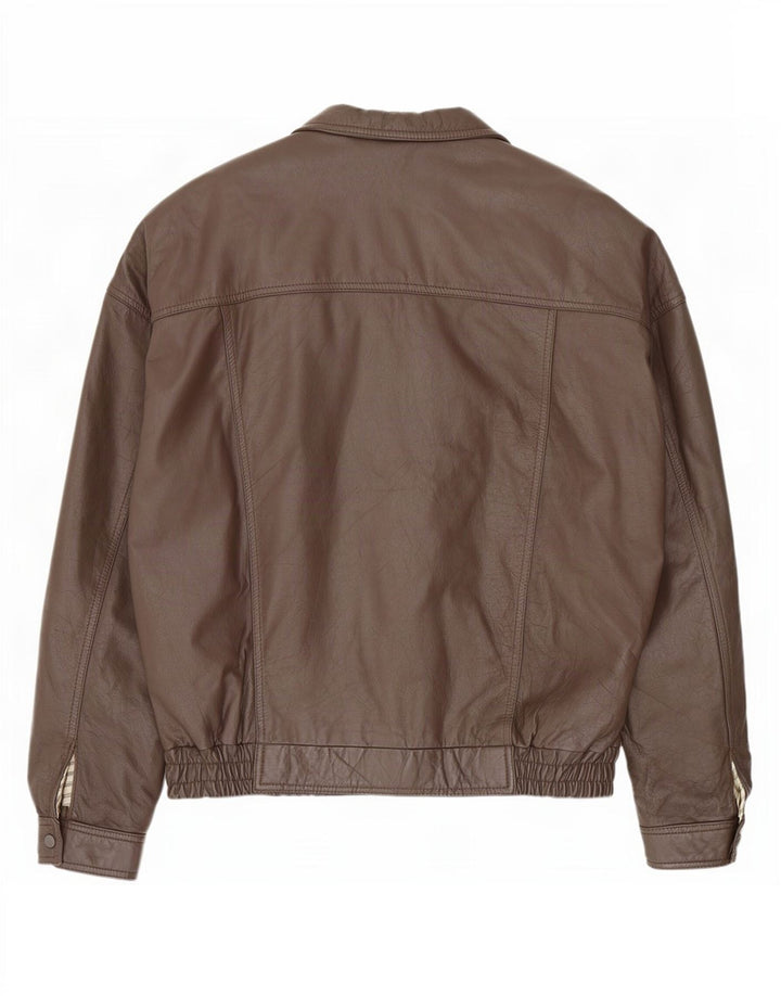 Męska kurtka skórzana typu bomber w stylu vintage IT 58 4XL brązowa