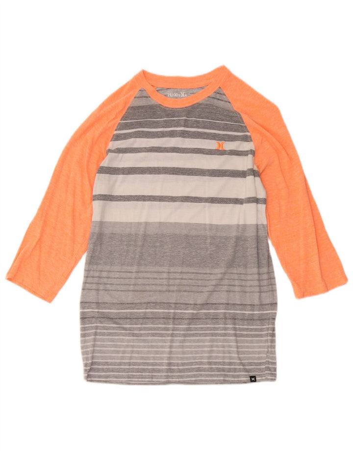 Damski top Hurley Premium Fit z rękawem 3/4, UK 10, mały, szary, poliestrowy w paski