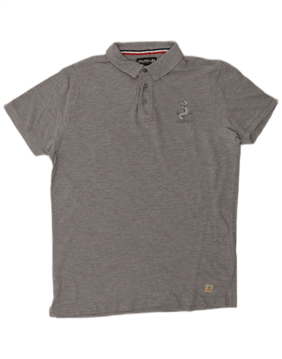 GURU Mens Polo Shirt Large Grey Cotton