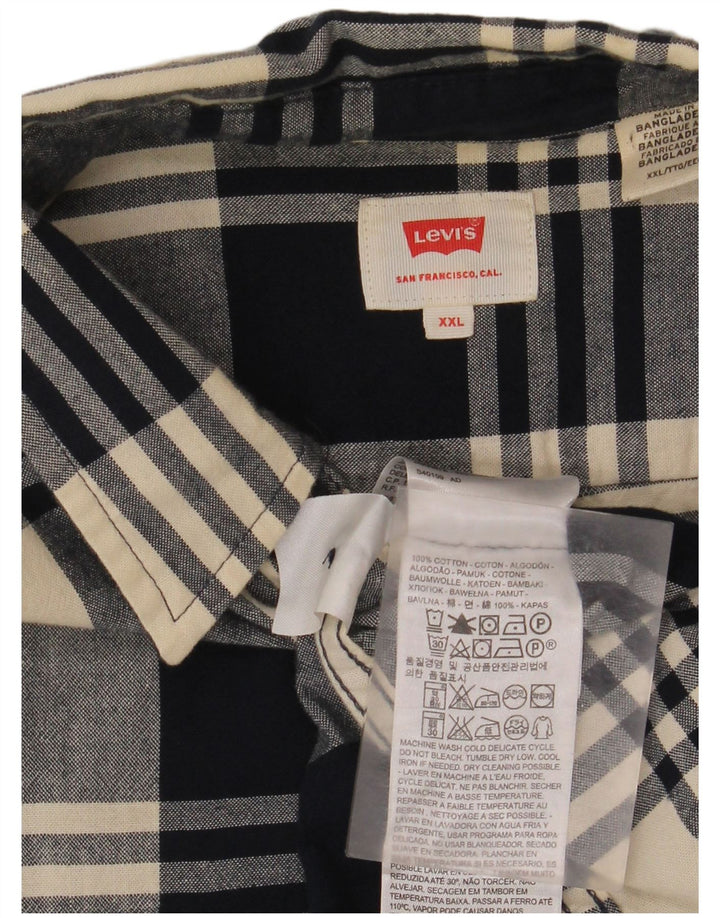Koszula męska flanelowa Levi's 2XL granatowa, bawełniana w kratę
