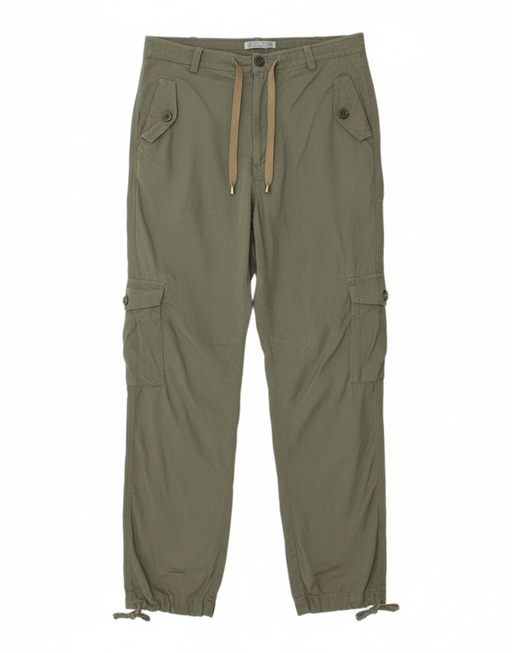 GUESS Womens Straight Cargo Trousers IT 42 Medium W30 L34 Khaki Cupro