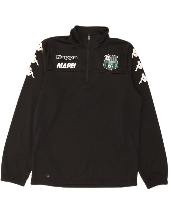 KAPPA Mens Graphic Zip Neck Sweatshirt Jumper Small Black Polyester