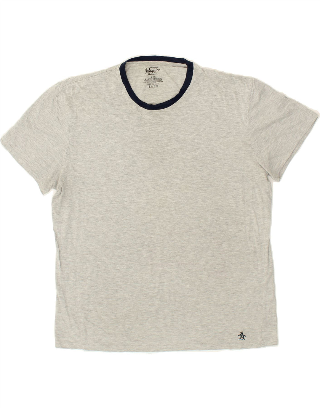PENGUIN Mens T-Shirt Top Large Grey Cotton Vintage Penguin and Second-Hand Penguin from Messina Hembry 