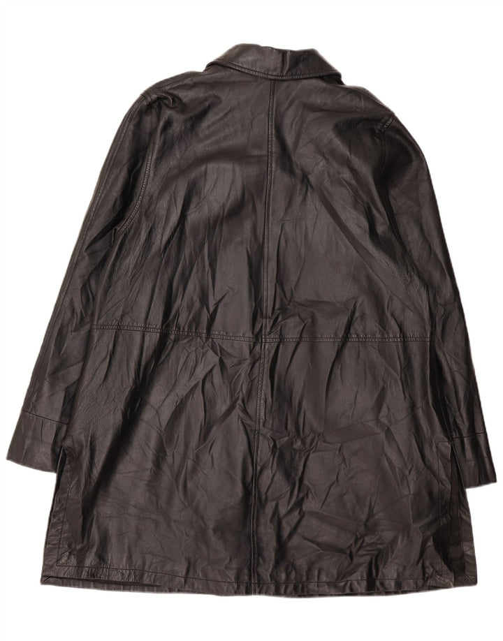VINTAGE damski płaszcz skórzany oversize EU 46 XL czarna skóra