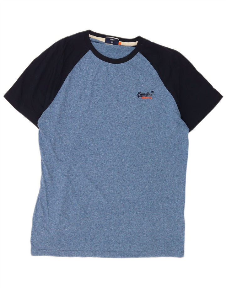 T-shirt męski Superdry, duży, niebieski, bawełniany z blokami kolorów