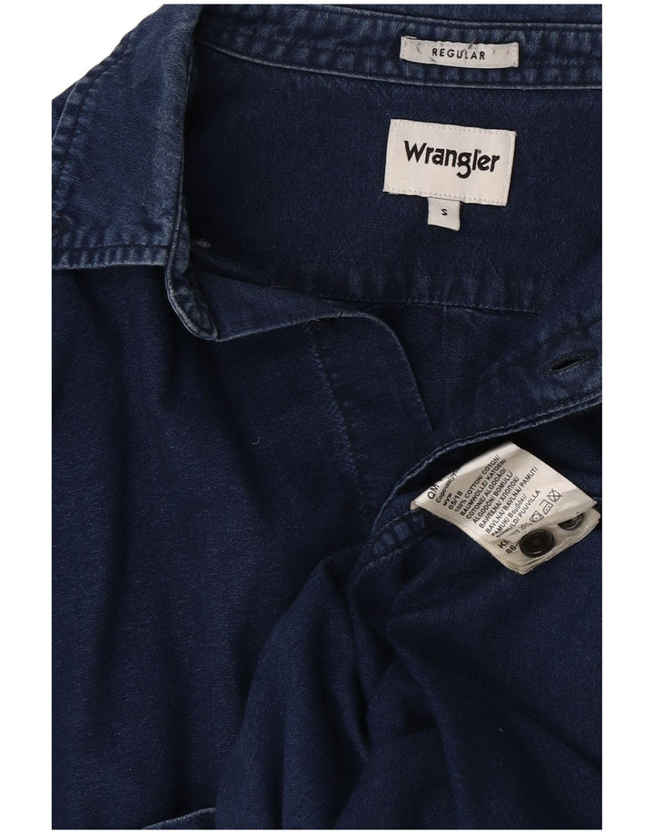 Męska koszula dżinsowa Wrangler, mała, granatowa, bawełniana
